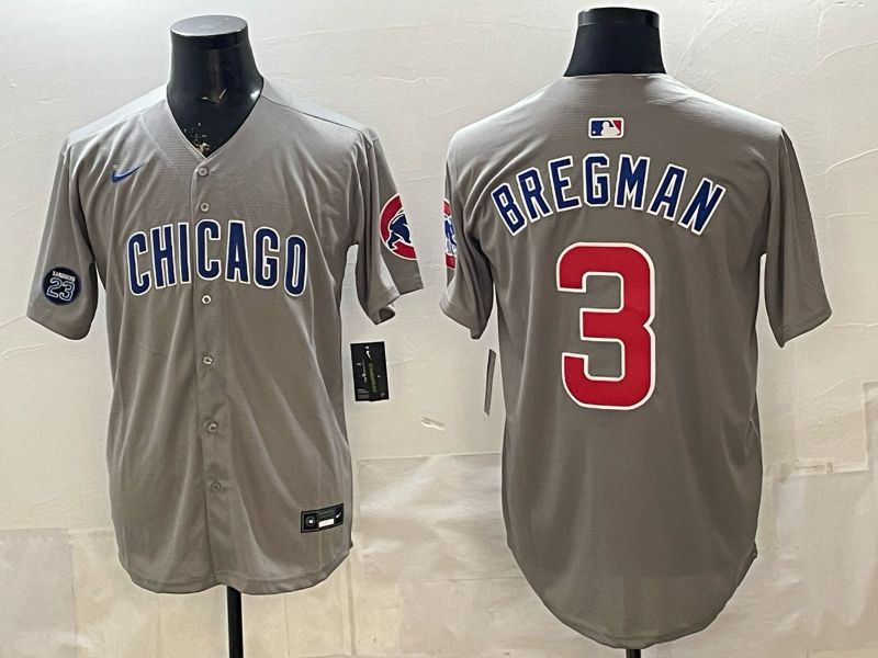 Men 2026 Chicago Cubs #3 Bregman Grey Game Nike MLB Jersey style 006